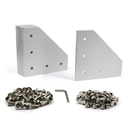 8PCS Corner Bracket Plate Outside Joining Plate for 4040 Series Aluminum Profile 3D Printer Frame (L-Silver-4040) - style: L-Silver-4040