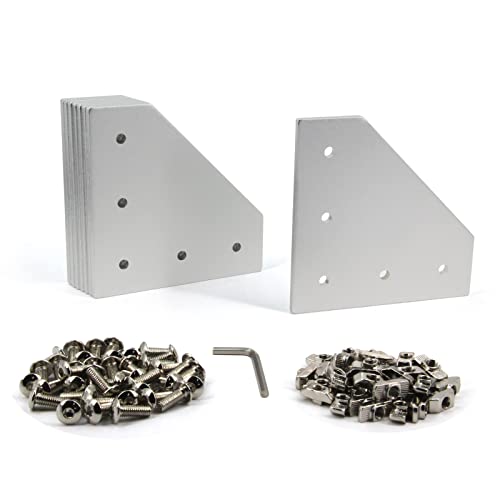 8PCS Corner Bracket Plate Outside Joining Plate for 4040 Series Aluminum Profile 3D Printer Frame (L-Silver-4040) - style: L-Silver-4040