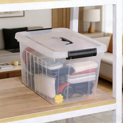 Zopnny 12-Quart Latch Storage Boxes, Stackable Bins with Handle, 6-Pack - size: 12 Quart