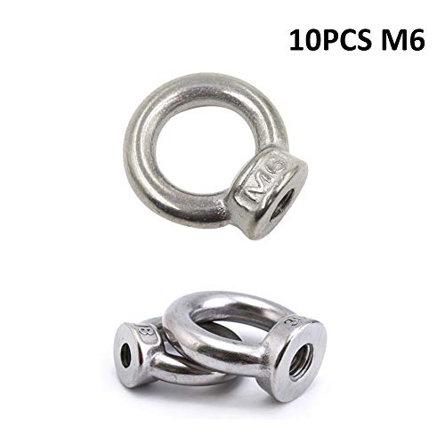 Lependor M6 Metric Ring Shape Lifting Eye Nut 304 Stainless Steel Lifting Eye Threaded Nut Fastener - 10 Pcs M6 (1/4") - color: 10 Pcs M6 (1/4")