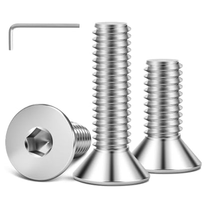 40 PCS 1/4"-20 x 1-1/4" Flat Head Socket Cap Screws Bolts, Countersunk Allen Bolts, Stainless Steel 304, Full Thread, Bright Finish, Screwdriver Included - color: Silver, size: 1/4"-20 x 1-1/4"