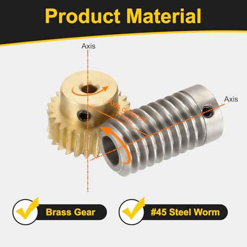 uxcell Worm Gear Set 25T 1:25 Reduction Rate1045 Steel Rod 8mm Bore - size: Gear-4mm, Rod-8mm Bore, style: 0.8M-25T