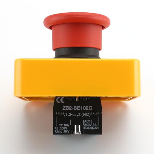 BAOMAIN Red Mushroom Momentary Push Switch 1NO 1NC with Weatherproof Box