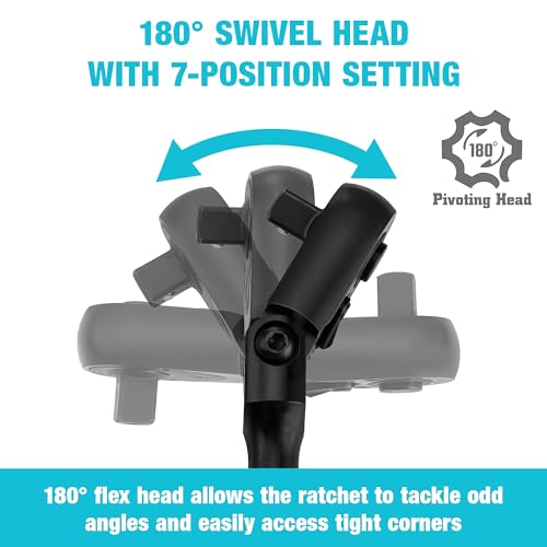 DURATECH 1/4-Inch Flex-Head Ratchet, 90-Tooth Quick-Release Ratchet Wrench - size: 1/4"(Black)