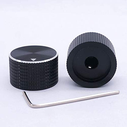 Taiss 2Pcs Guitar Knobs,Electronic Control Potentiometer Knobs, Black Aluminum Volume Audio Electric Guitar Bass Control Knobs,25 mmx15 mm 6.4mm / 0.25" rotary control knob - color: BK-Aluminum-25mmx15mm-6.4mm