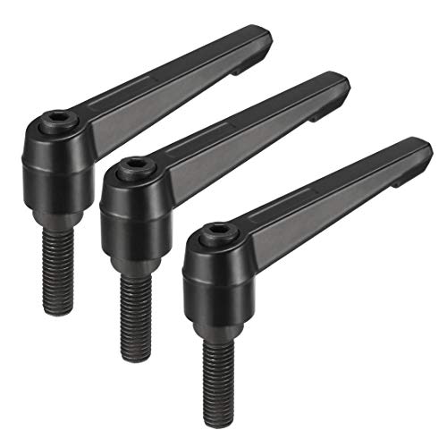 uxcell M10 x 30mm Handle Adjustable Clamping Lever Thread Push Button Ratchet Male Threaded Stud Knobs Locking Rotating Screw Handles Quick Release Bolt Black 3pcs - size: M10x30mm