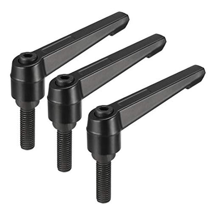 uxcell M10 x 30mm Handle Adjustable Clamping Lever Thread Push Button Ratchet Male Threaded Stud Knobs Locking Rotating Screw Handles Quick Release Bolt Black 3pcs - size: M10x30mm