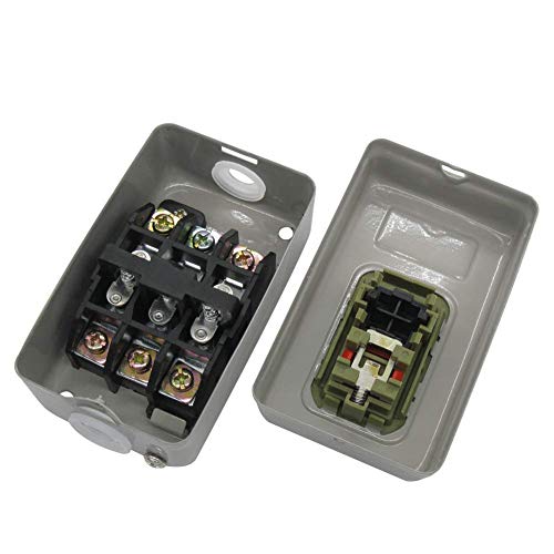 AC 220V/380V Push Button Switch, 3 Phase Self-Locking Motor Start Stop Switch, 10A ON/Off Electric Motor Control Station for Mechanical Equipment Industrial Machinery BS230B