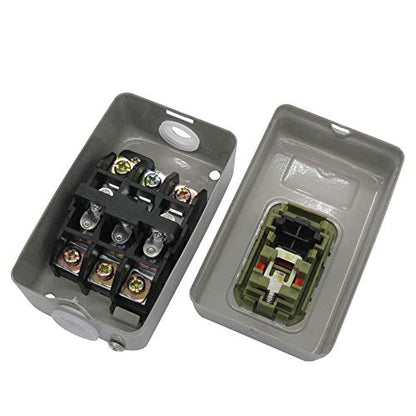 AC 220V/380V Push Button Switch, 3 Phase Self-Locking Motor Start Stop Switch, 10A ON/Off Electric Motor Control Station for Mechanical Equipment Industrial Machinery BS230B