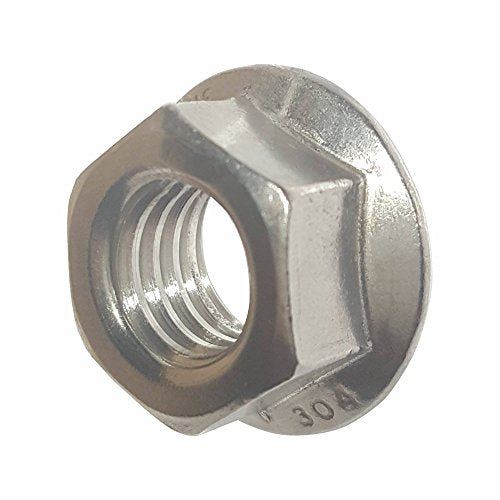 Fastenere Serrated Flange Nuts – #8-32 (100 Pack), Durable Stainless Steel 18-8 Hex Lock Hardware Nuts, Corrosion-Resistant, Coarse Plain Finish for Home, Automotive & Industrial Use - size: 8-32 (100 Pack)