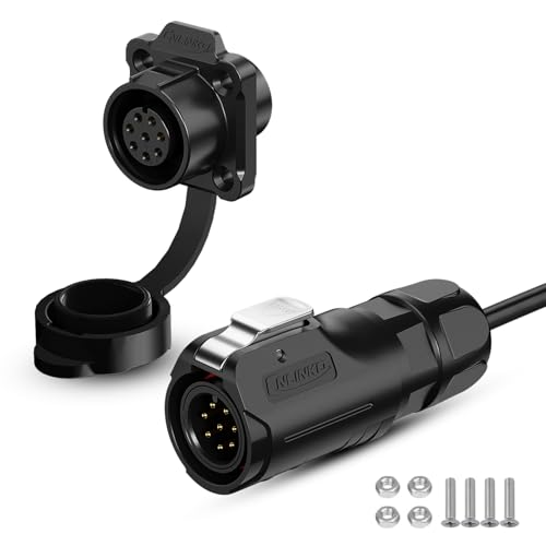 CNLINKO LP12 8-Pin Circular Connector with 1 Meter Cable Assemblies, IP68 Waterproof Industrial Electrical Connector for Outdoor Equipment Automotive Machinery M12 Cylindrical Connectors (8 Pin) - size: 8-Pin, style: Plug with 1M Cable
