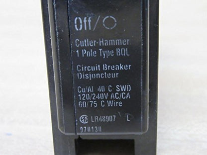 Eaton BAB1015 Bolt-On Mount Type BAB Industrial Miniature Circuit Breaker 1-Pole 15 Amp 120/240 Volt AC Quicklag