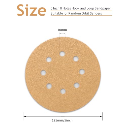 50 PCS 60 Grit 5 Inch 8 Hole Sanding Discs - style: 60 Grit,50-Pack