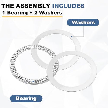 uxcell 4 Sets NTA4052 Thrust Needle Roller Bearings with Washers, ID 2-1/2" - size: NTA4052+2TWA, 2-1/2"x3-7/32"x1/8"