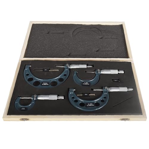 kimllier 4Pcs 0-4 Inch Outside Micrometer Set Accuracy 0.0001 Inch