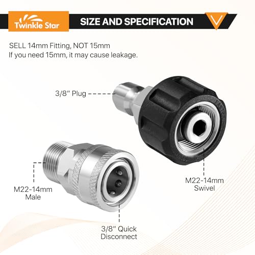 Twinkle Star Pressure Washer Adapter Set, Stainless Steel, 8 Sets - color: Stainless Steel, size: 8 Sets