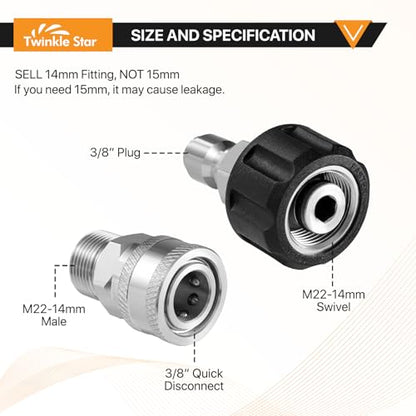 Twinkle Star Pressure Washer Adapter Set, Stainless Steel, 8 Sets - color: Stainless Steel, size: 8 Sets