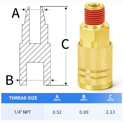 ChillWaves 1/4-Inch Male Industrial Coupler,1/4" NPT Male 4-Ball Quick Connect Air Coupler Air Hose Fittings(12-PACK) - size: 1/4" MNPT