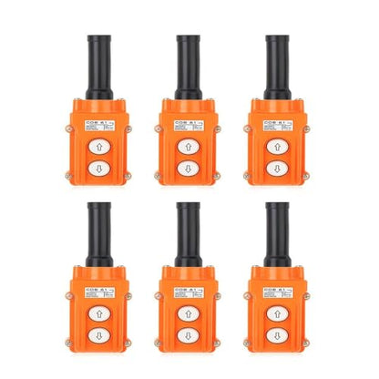 COB-61 Crane Control Pendant Station (6PCS) — Dual-Button Hoist Push Switch (Up/Down), Orange, 5A/2A, 250VAC+500VAC, 12x6.5x5cm