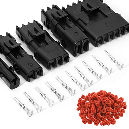 Glarks 60Pcs 6 Kit 2 Pin Way Waterproof Automotive Electrical Wire Connectors Terminals Plugs Kit, 2 Male & Female Pin Terminal Automotive Harness Plug Car Spark Plug Connector Set for Car Truck Boat - size: 2 pin