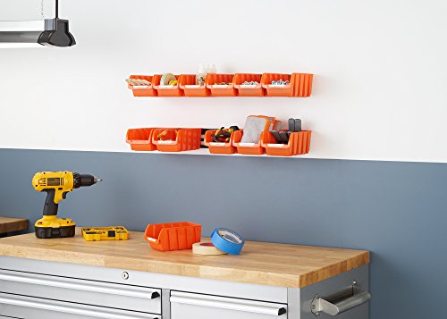 TRINITY Set of 12 Open Front Storage Bins, Orange, Small 6.5"x4.1"x3”