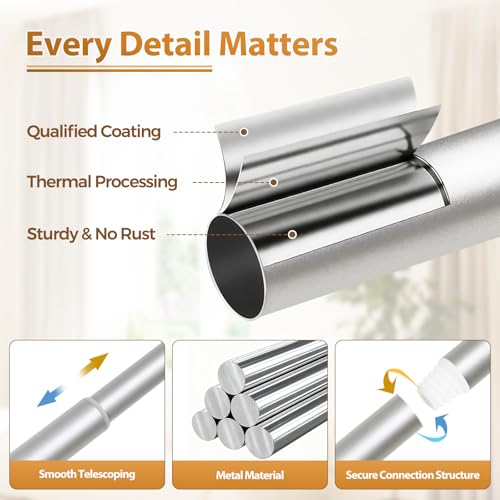 TONIAL Curtain Rods for Windows, 32 to 115 Inch, Silver, Single Drapery Rod - color: Silver, size: 32-115"