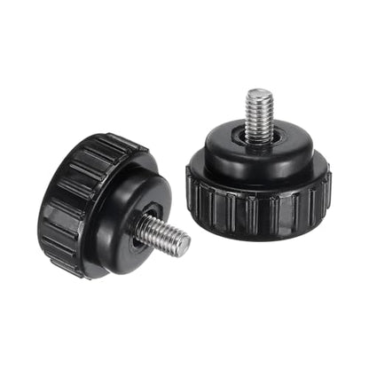 uxcell 4pcs Knurled Clamping Knobs M5 x 8mm Metric 304 Stainless Steel Male Thread Thumb Screw on Type 25mm Plastic Round Head Threaded Hand Bolt Stud Knobs Black - size: M5 x 8mm x 25mm