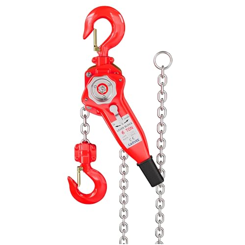Manual Chain Hoist 6 Ton 13200 Lbs, 20FT Lever Block with 360° Swivel Chain, Weston Dual Pawl Brake, Overload Protection for Lifting & Pulling - size: 6T 20FT