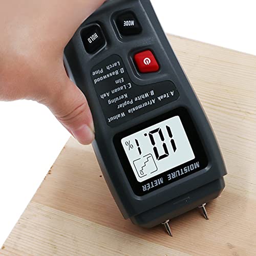 Digital Wood Moisture Meter Wood Humidity Tester Hygrometer Timber Damp Detector Large LCD Display (Grey) - color: Grey
