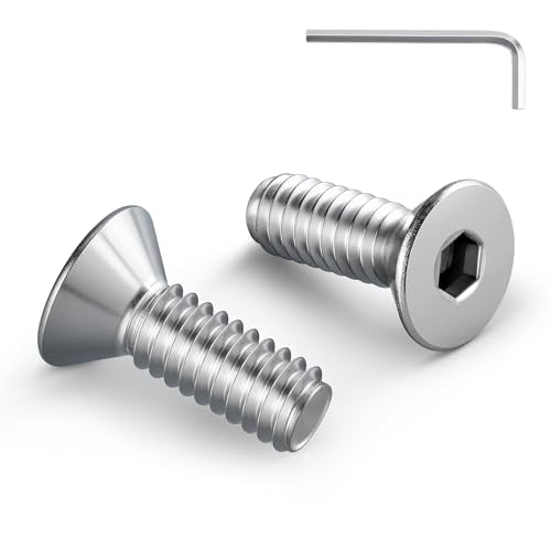 1/4-20 Bolt, 1/4-20 x 1 Inch Flat Socket Head Screws 50Pcs, 304 Stainless Steel 18-8 Countersunk Bolts, Full Thread, with Hex Spanner - size: 1/4x1