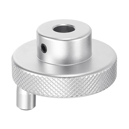 HARFINGTON Aluminum Alloy Handwheel 50mm OD 10mm Bore Lathe Hand Wheel with Rotate Handle Aluminum Milling Machine Handle with Wrench and 2pcs Screws for Milling Machine Lathe, Silver Tone - size: 50mm x 10mm