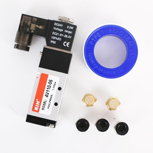RIH Pneumatics Solenoid Valve 4V110-06 12V/24V/110V Series Single Coil Pilot-Operated Electric 2 Position 5 Way Connection Type (DC24V/Junction Box, 1/8"NPT) - size: DC24V/Junction Box, style: 1/8"NPT