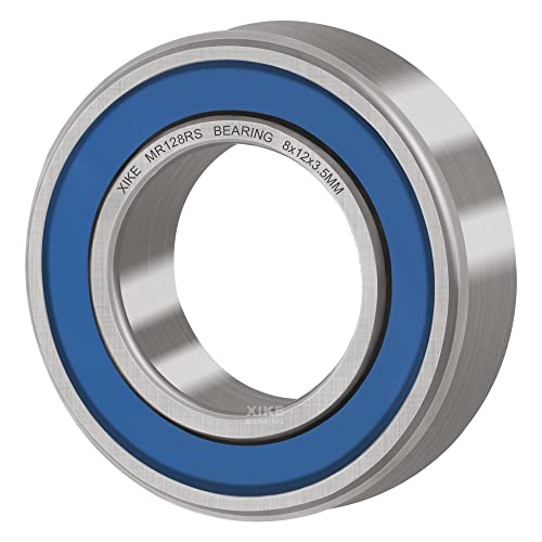 XIKE 10 Pcs MR128-2RS Bearings 8x12x3.5mm, Double Rubber Seals. - size: MR128-2RS 8x12x3.5mm