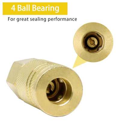 1/4 Inch Air Hose Fittings, Brass Female Industrial Coupler, 1/4'' NPT Female Quick Connect Air Coupler, for Auto Shop and Professional Jobsites, 2 Pack