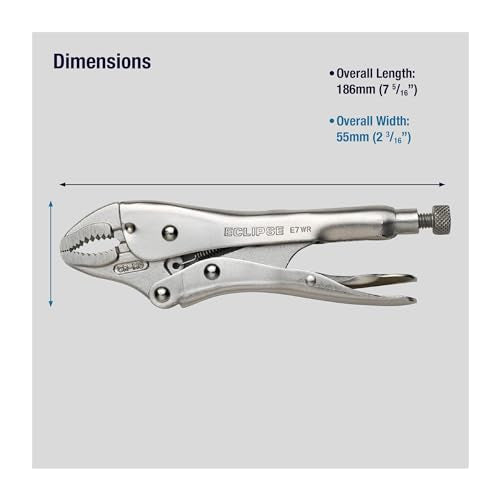 Eclipse Professional Tools E7WR 7 Inch Curved Jaw Locking Pliers with Wire Cutters (7" / 175mm) - size: 7-Inch