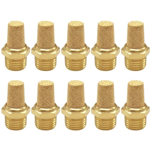 Uenede Brass 1/4" NPT Male Air Pneumatic Mufflers, 10PCS - size: 1/4"NPT Male-10PCS