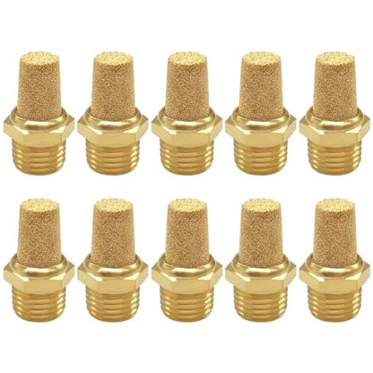 Uenede Brass 1/4" NPT Male Air Pneumatic Mufflers, 10PCS - size: 1/4"NPT Male-10PCS