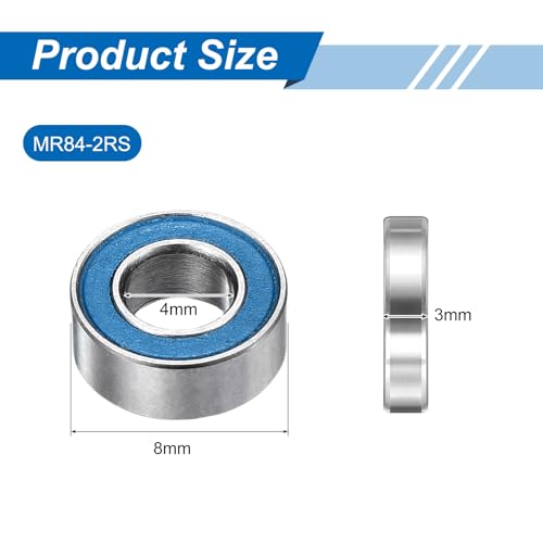 uxcell 10 Pcs MR84-2RS Micro Bearings, 4x8x3mm Chrome Steel, ABEC7 - size: MR84-2RS