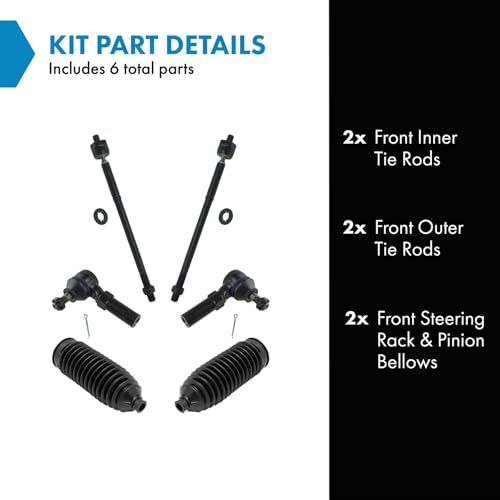 TRQ Front Steering Kit Steering Rack & Pinion Bellow Tie Rod - style: PSA28697