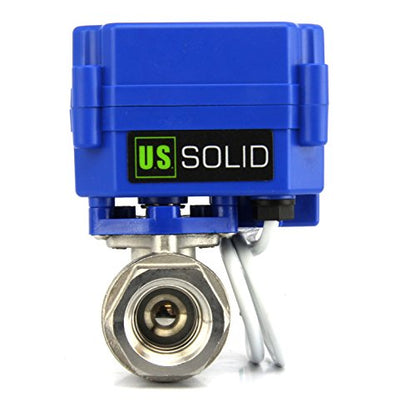 U.S. Solid Motorized Ball Valve- 1/2" NSF Certified 304SS Ball Valve with Full Port, 9-24V DC and 2 Wire Reverse Polarity Normally Closed - size: 1/2 inch