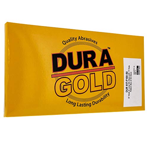 Dura-Gold 6" Gold Sanding Discs, 100 Grit, Box of 50, Hook & Loop, 17 Hole - size: 100-Grit