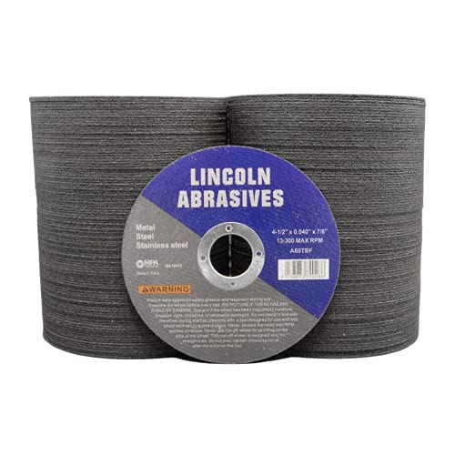 200 Pack 4.5" Cut-Off Wheels Lincoln Abrasives .040" Metal & Stainless Steel - style: 4.5" x .040"