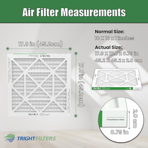 TRIGHTFILTERS 18x18x1 Air Filter 4 Pack, MERV 8 Filter Replacement - size: 18x18x1-4pack