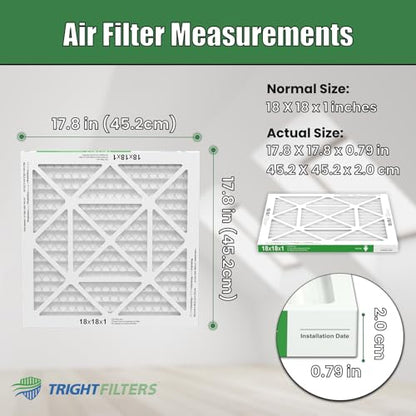 TRIGHTFILTERS 18x18x1 Air Filter 4 Pack, MERV 8 Filter Replacement - size: 18x18x1-4pack