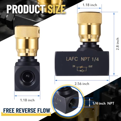 Pelopy 1/4 Inch NPT Hydraulic Flow Control Needle Valve, Free Reverse Flow - size: 1/4 Inch
