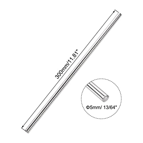 uxcell 5mm x 300mm 304 Stainless Steel Solid Round Rod for DIY Craft - 2pcs - size: 5 mm x 300 mm