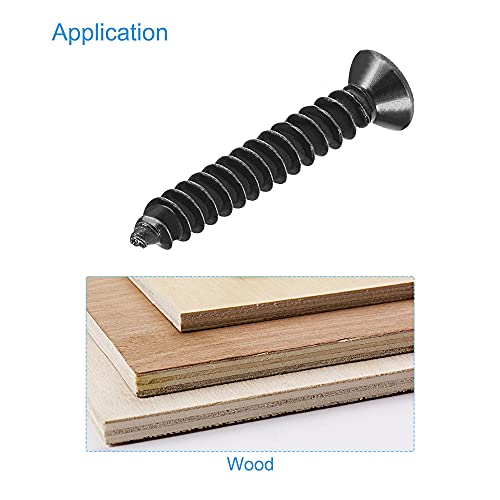 uxcell M3x20mm Wood Screws Phillips Flat Head Carbon Steel Black 200pcs - size: M3 x 20mm