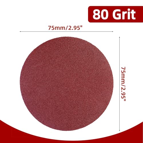 Uenhoy 100 Pcs 3" Sanding Discs 80 Grit Hook Loop for Woodworking - style: 80 Grit