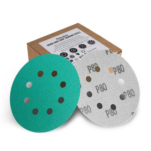 5 Inch 8 Hole 80 Grit Hook&Loop Wet/Dry Heavy-Duty Sanding Discs 50PK - size: 80 Grit