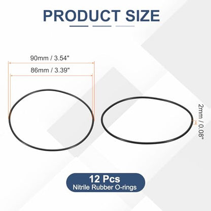 12pcs Nitrile Rubber O-Rings 86x90x2mm Metric NBR Sealing Gasket - size: 86mm x 90mm x 2mm